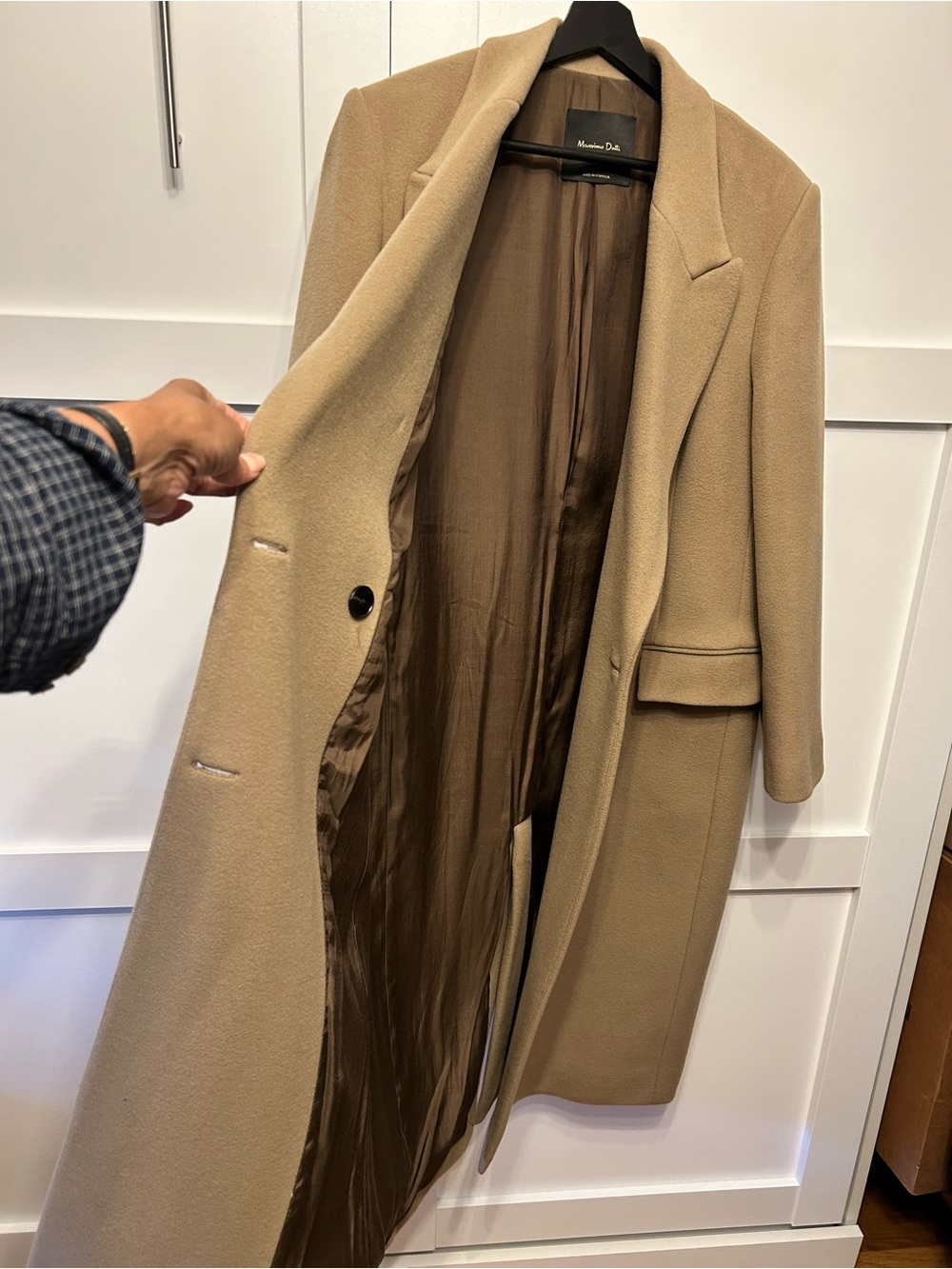 Massimo Dutti Wool Blend Double Breasted Coat in Camel - Picture 6 of 9
